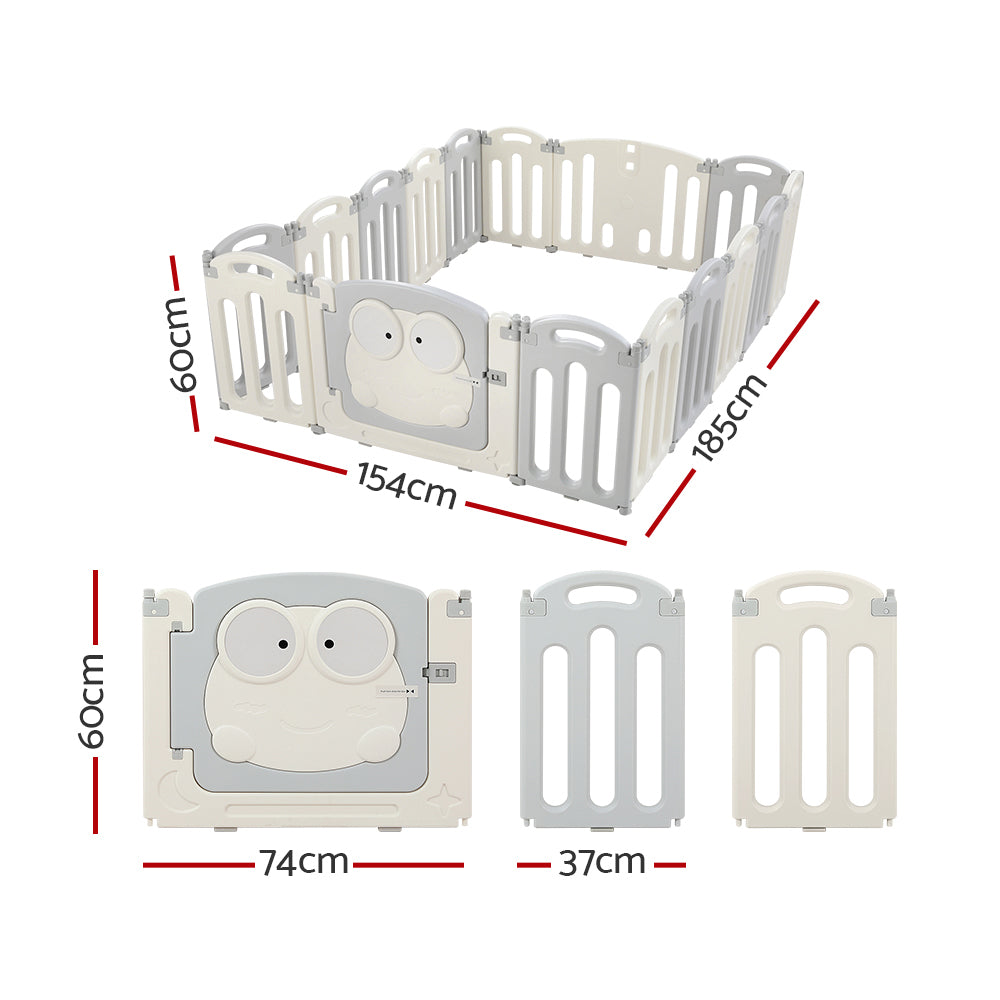 Marlook Baby Playpen 16 Panels Foldable Toddler Fence Safety Play Activity Centre