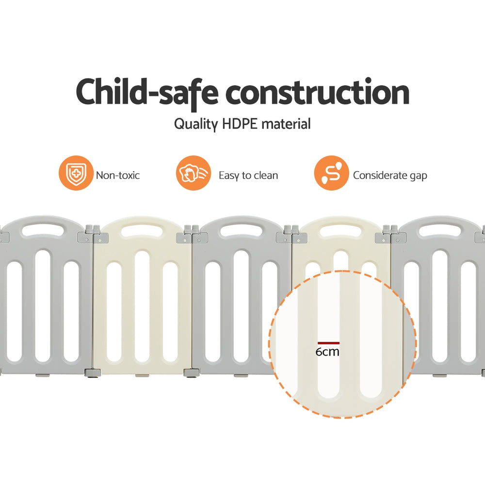 Marlook Baby Playpen 16 Panels Foldable Toddler Fence Safety Play Activity Centre