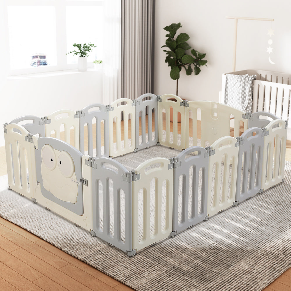 Marlook Baby Playpen 16 Panels Foldable Toddler Fence Safety Play Activity Centre