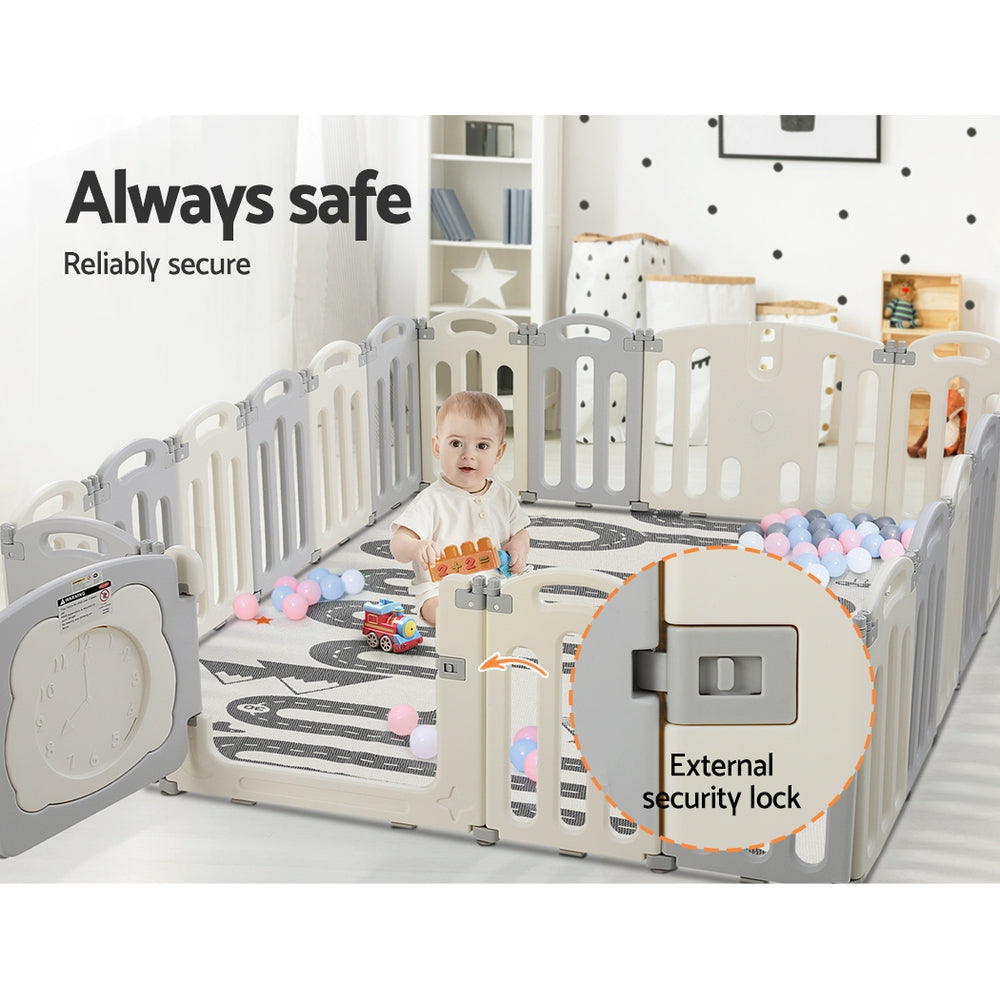 Marlook Baby Playpen 20 Panels Foldable Toddler Fence Safety Play Activity Centre