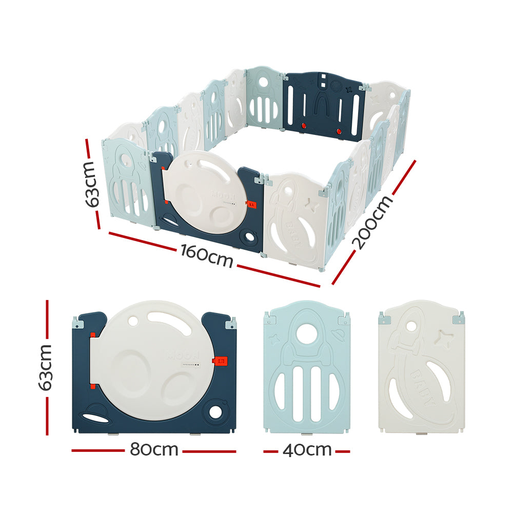 Marlook Baby Playpen 16 Panels Foldable Toddler Fence Safety Play Activity Barrier