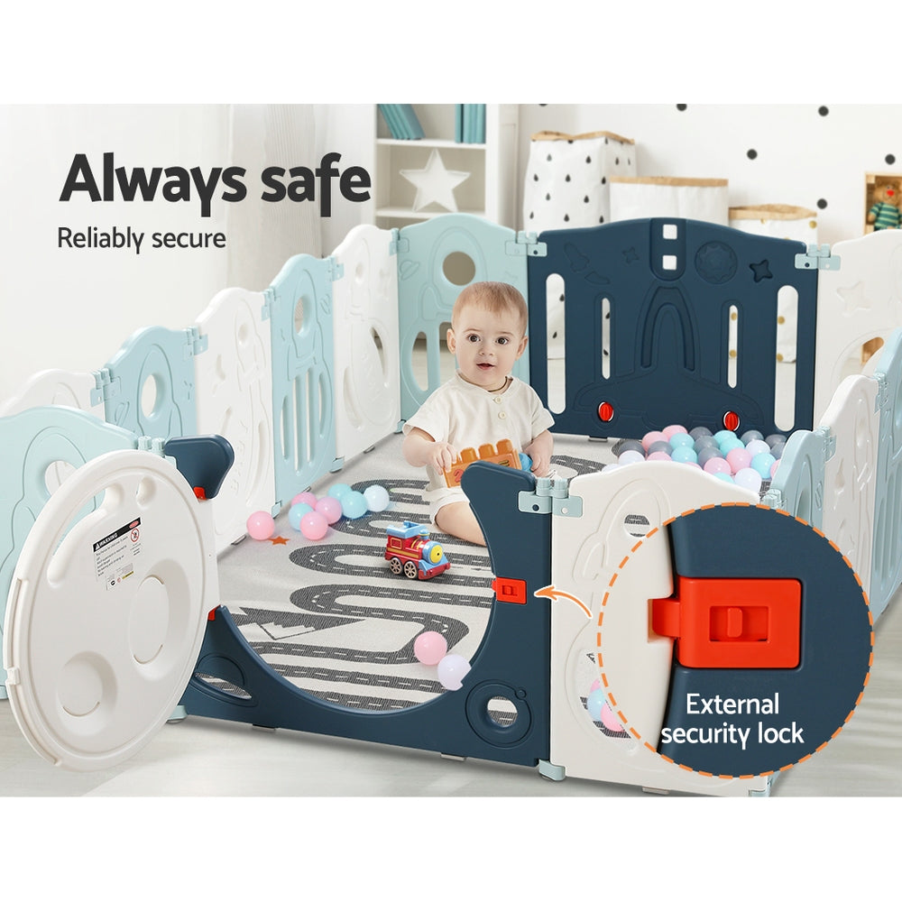 Marlook Baby Playpen 16 Panels Foldable Toddler Fence Safety Play Activity Barrier