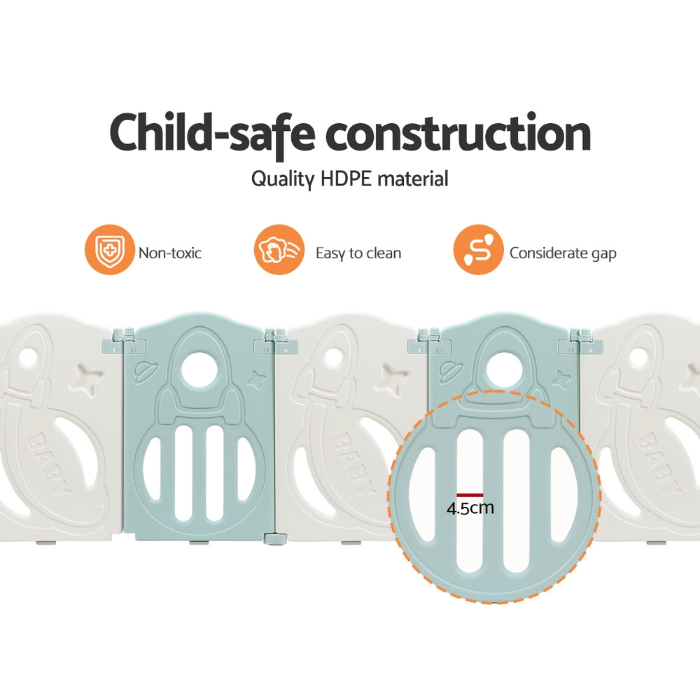 Marlook Baby Playpen 16 Panels Foldable Toddler Fence Safety Play Activity Barrier
