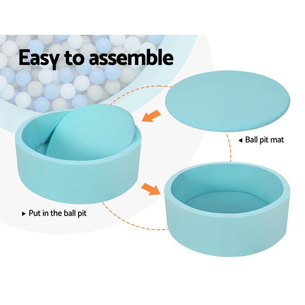 Marlook Kids Ball Pit 90x30cm Ocean Foam Play Pool Barrier Toys Children Blue