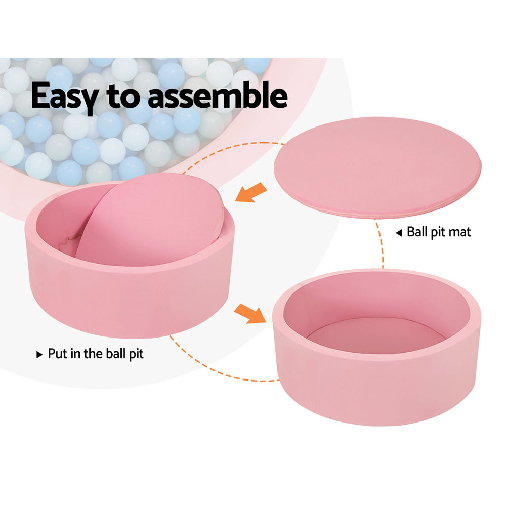 Marlook Kids Ball Pit 90x30cm Ocean Foam Play Pool Barrier Toys Children Pink