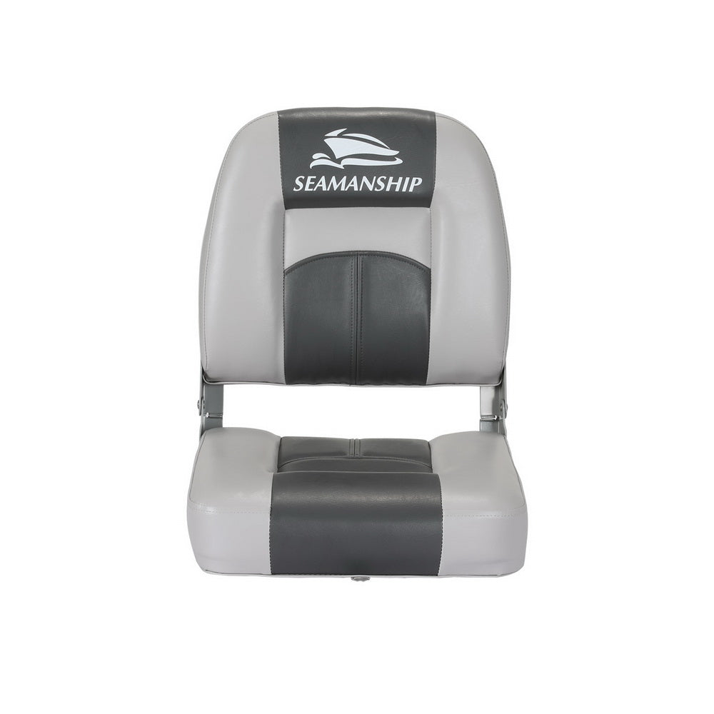 Marlook 2X Folding Boat Seats Marine Swivel Low Back 10cm Padding Charcoal