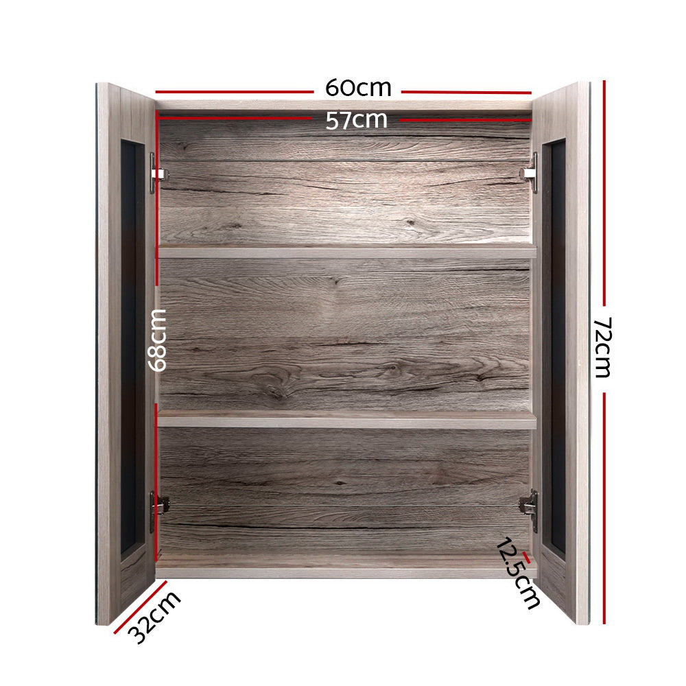 Marlook Bathroom Mirror Cabinet 600x720mm Oak