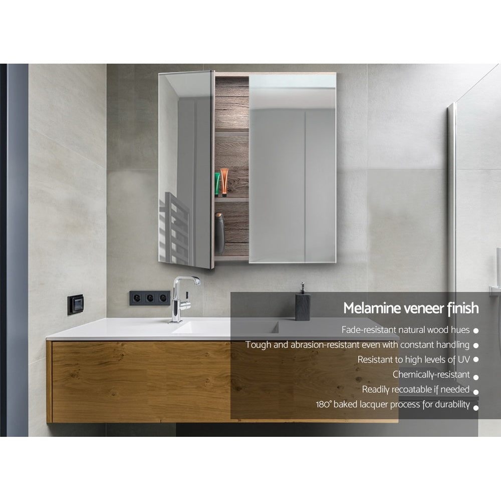 Marlook Bathroom Mirror Cabinet 600x720mm Oak