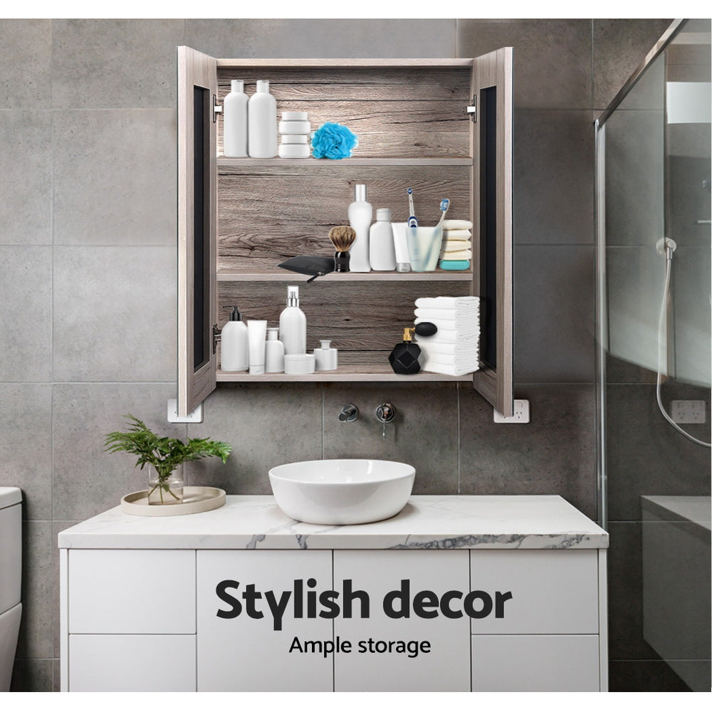 Marlook Bathroom Mirror Cabinet 600x720mm Oak