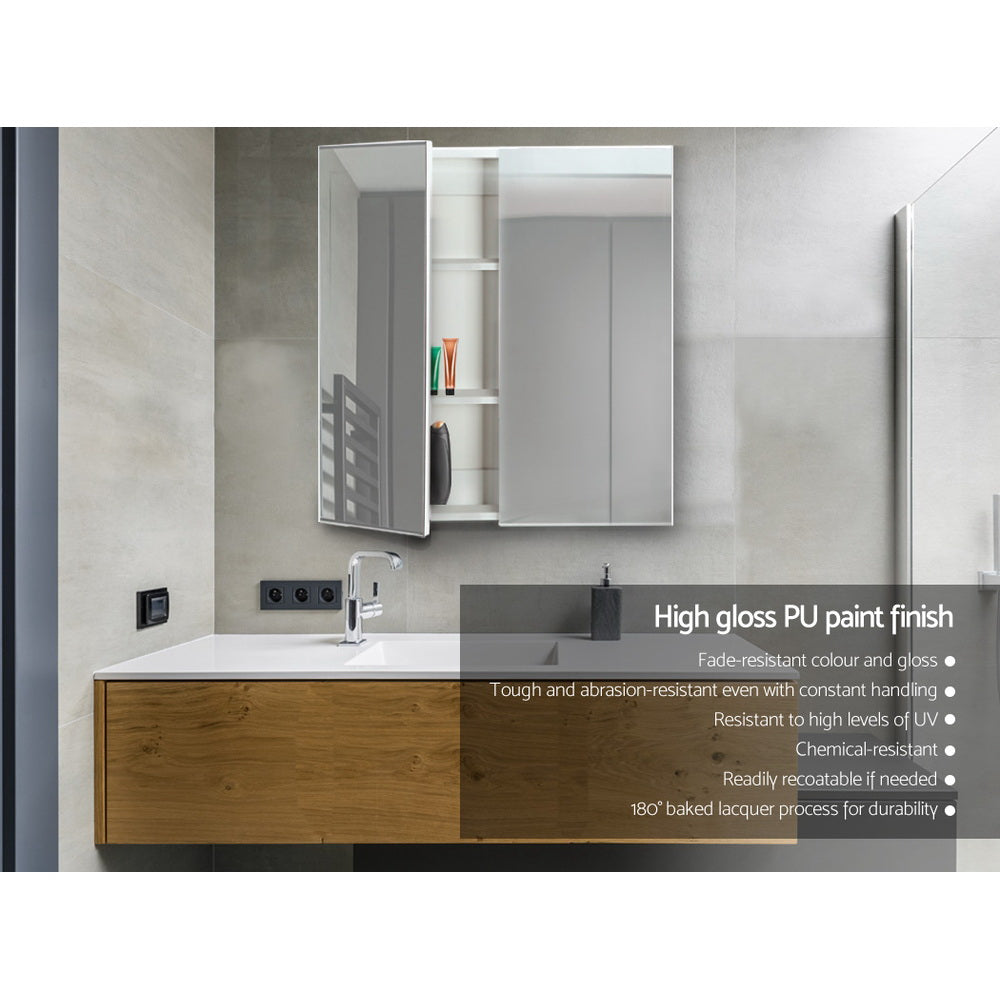 Marlook Bathroom Mirror Cabinet 600x720mm White