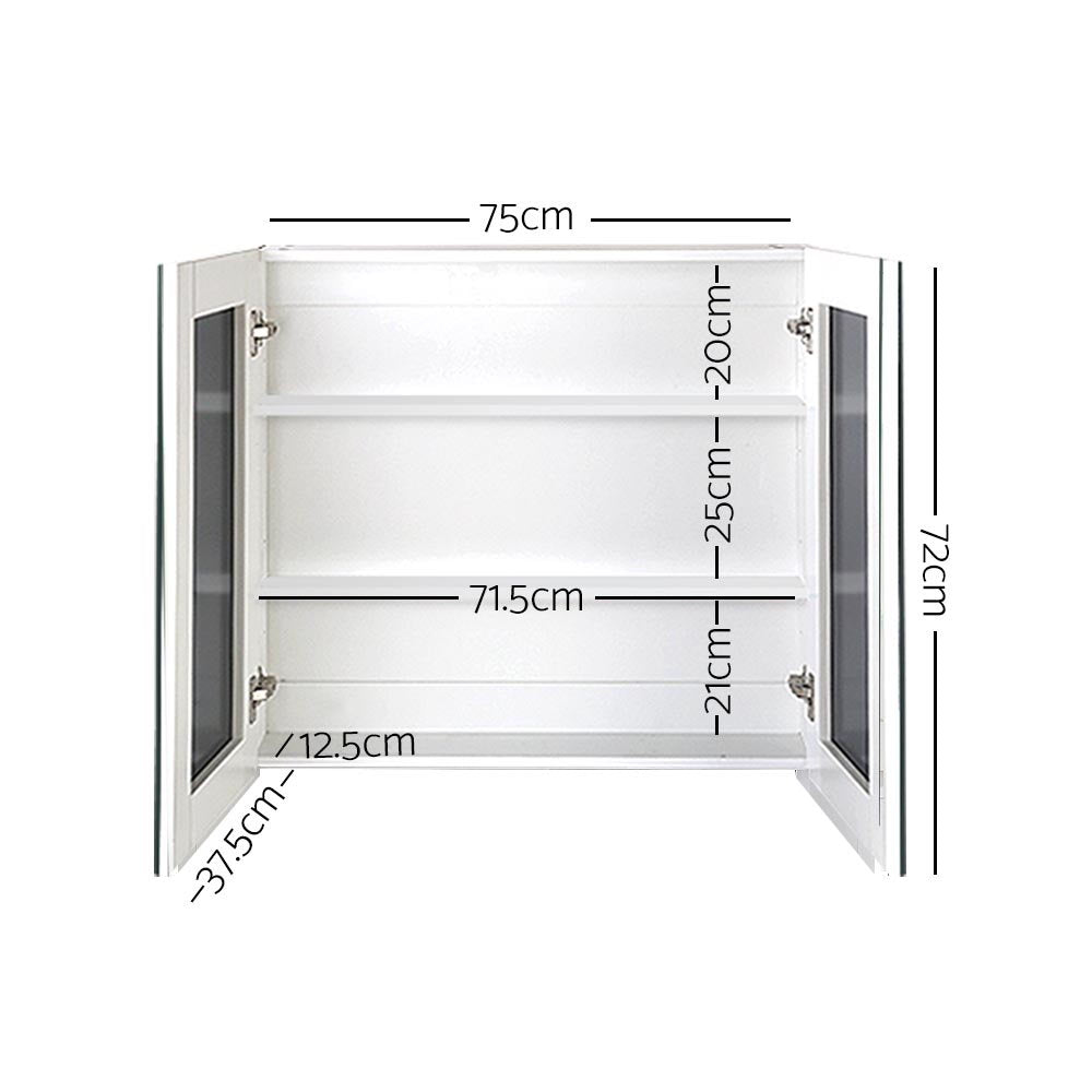 Marlook Bathroom Mirror Cabinet 750x720mm White