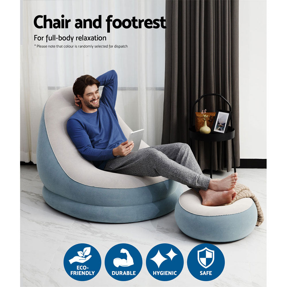 Marlook Inflatable Air Chair Seat Couch Lazy Sofa Lounge Ottoman Purple/Blue