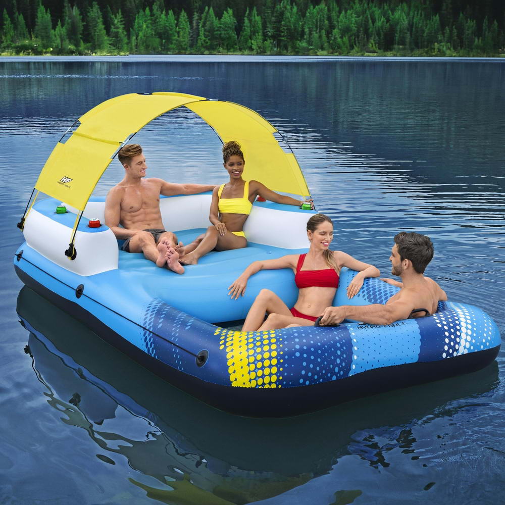Marlook Inflatable Floating Island Float Lounger Sunshade Pool Bed 3.05Mx1.86M