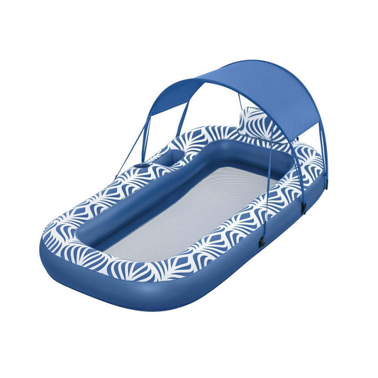 Marlook Inflatable Floating Float Lounger with Sunshade Canopy 1.98Mx1.12M Blue