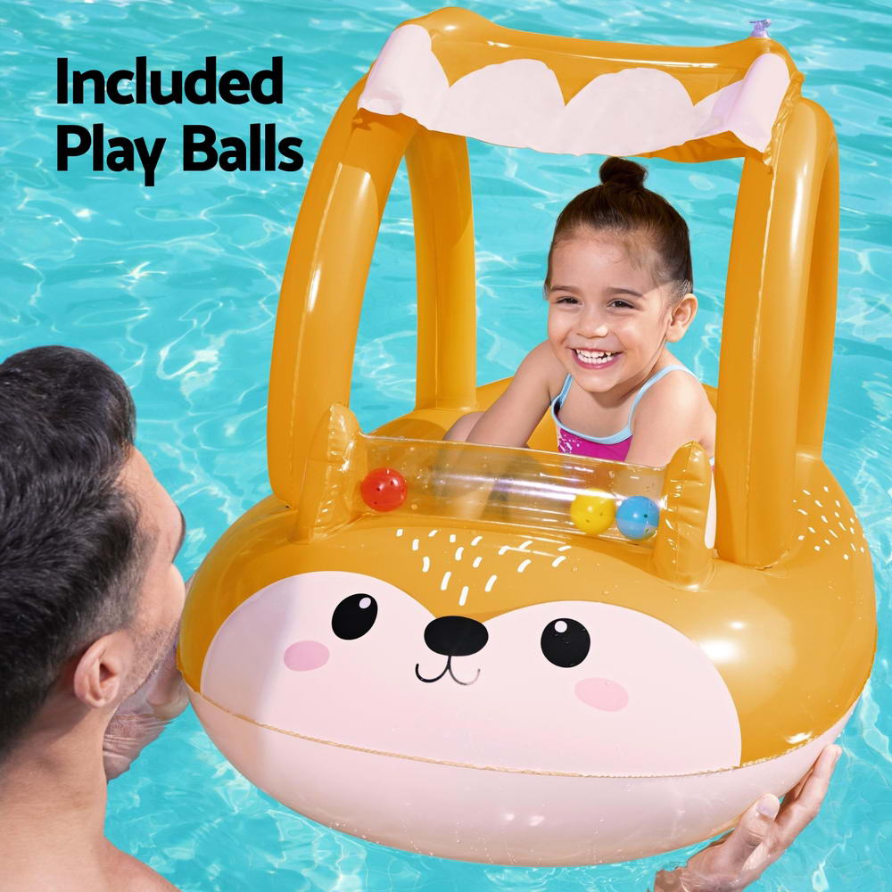 Marlook Kids Inflatable Fox Swim Float Floating Seat Canopy Pool Toys 94x66CM