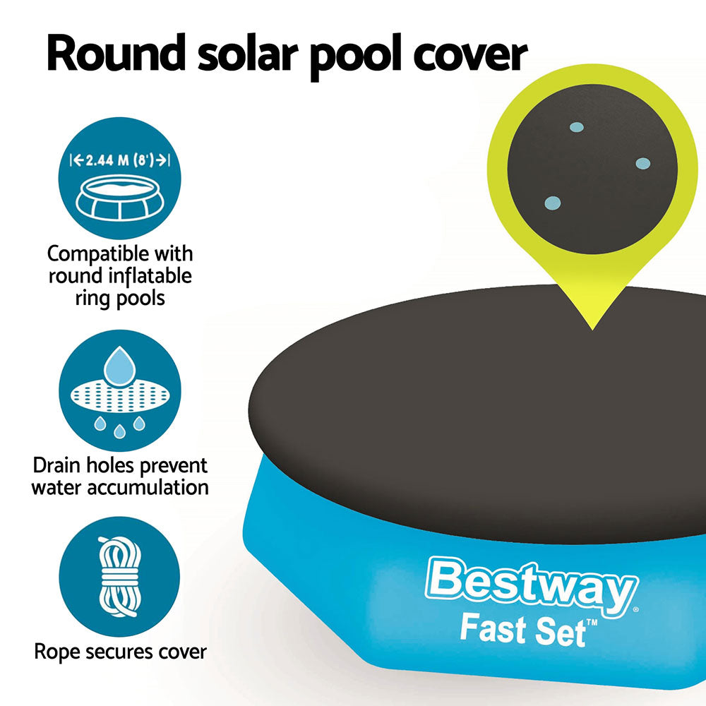 Marlook Pool Cover Fits 2.44m Above Ground Swimming Pool PVC Blanket