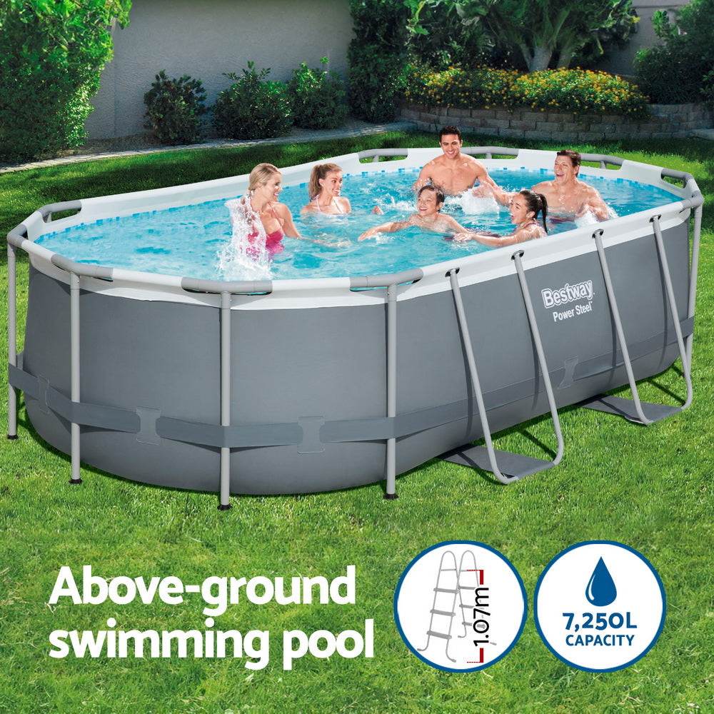 Marlook Swimming Pool 427x250x100cm Steel Frame Above Ground Pools Filter Pump Ladder 7250L