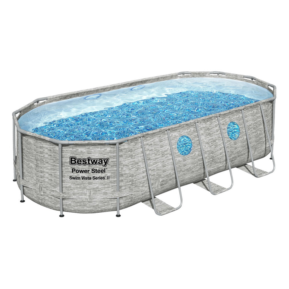 Marlook Swimming Pool 549x274x122cm Steel Frame Above Ground Pools Filter Pump Ladder 13430L