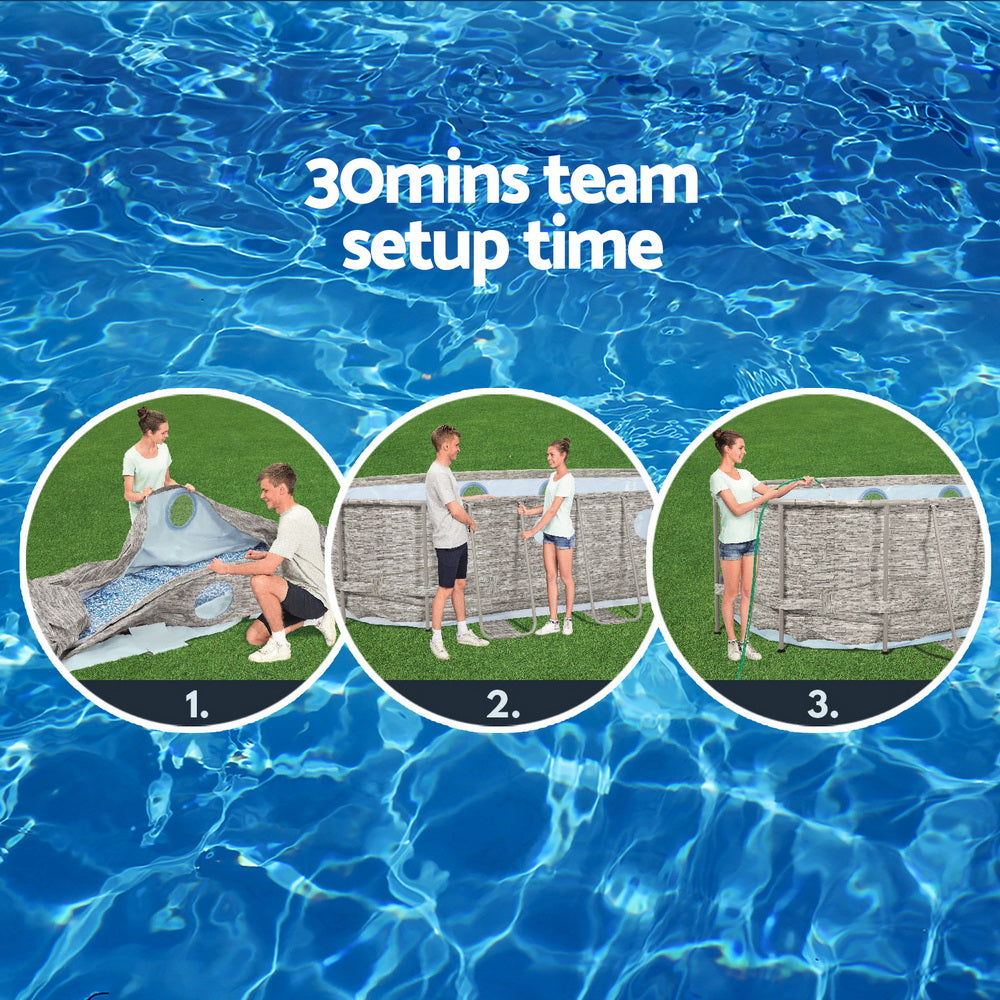 Marlook Swimming Pool 549x274x122cm Steel Frame Above Ground Pools Filter Pump Ladder 13430L