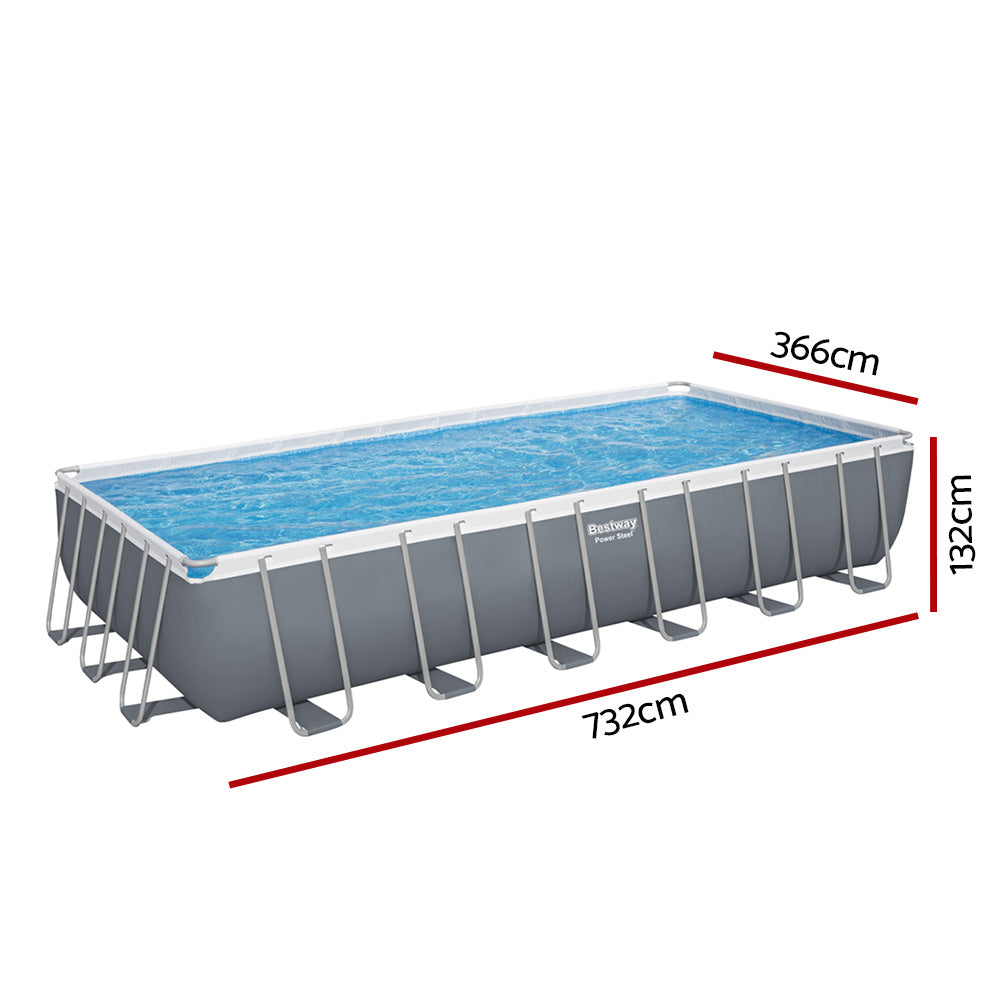 Marlook Swimming Pool 732x366x132cm Steel Frame Above Ground Pools Ladder 30045L