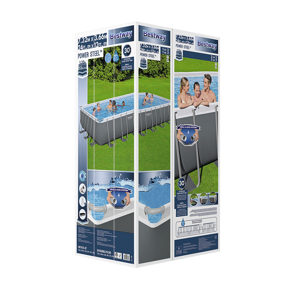 Marlook Swimming Pool 732x366x132cm Steel Frame Above Ground Pools Ladder 30045L