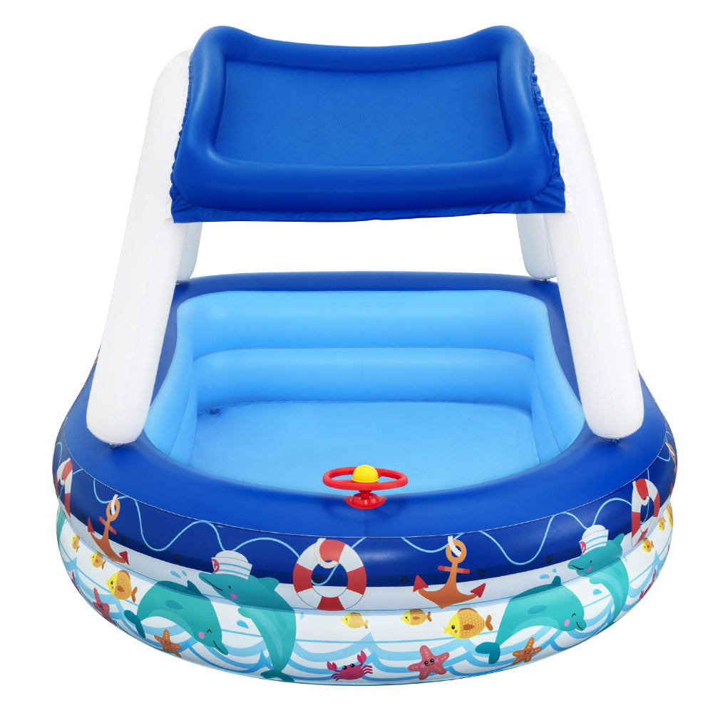 Marlook Kids Pool 213x155x132cm Inflatable Swimming w/ Canopy Play Pools 282L