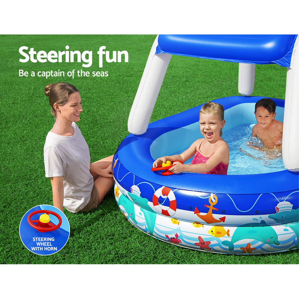Marlook Kids Pool 213x155x132cm Inflatable Swimming w/ Canopy Play Pools 282L