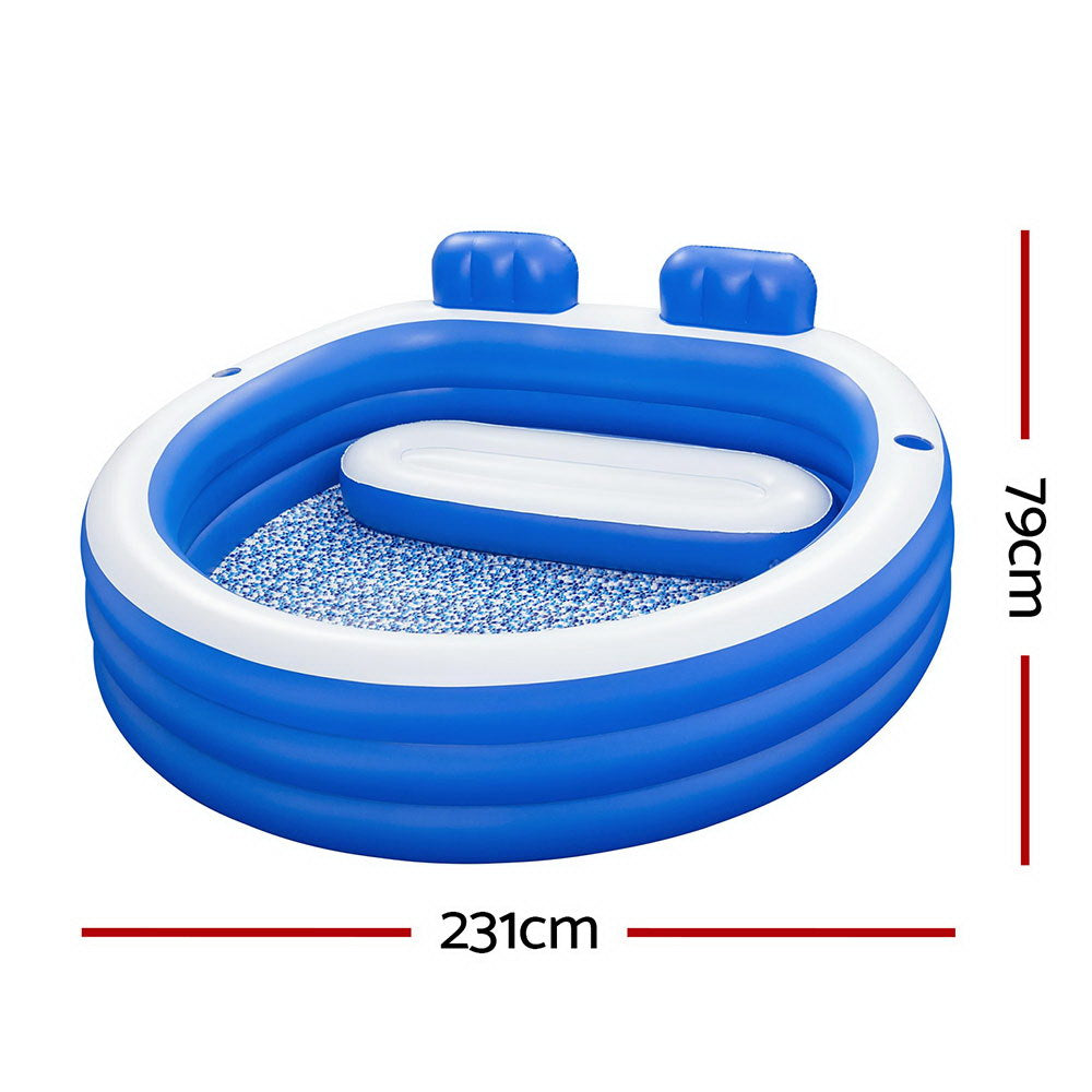 Marlook Kids Inflatable Pool Above Ground Pools Bench Seat Cup Holder 231x219cm