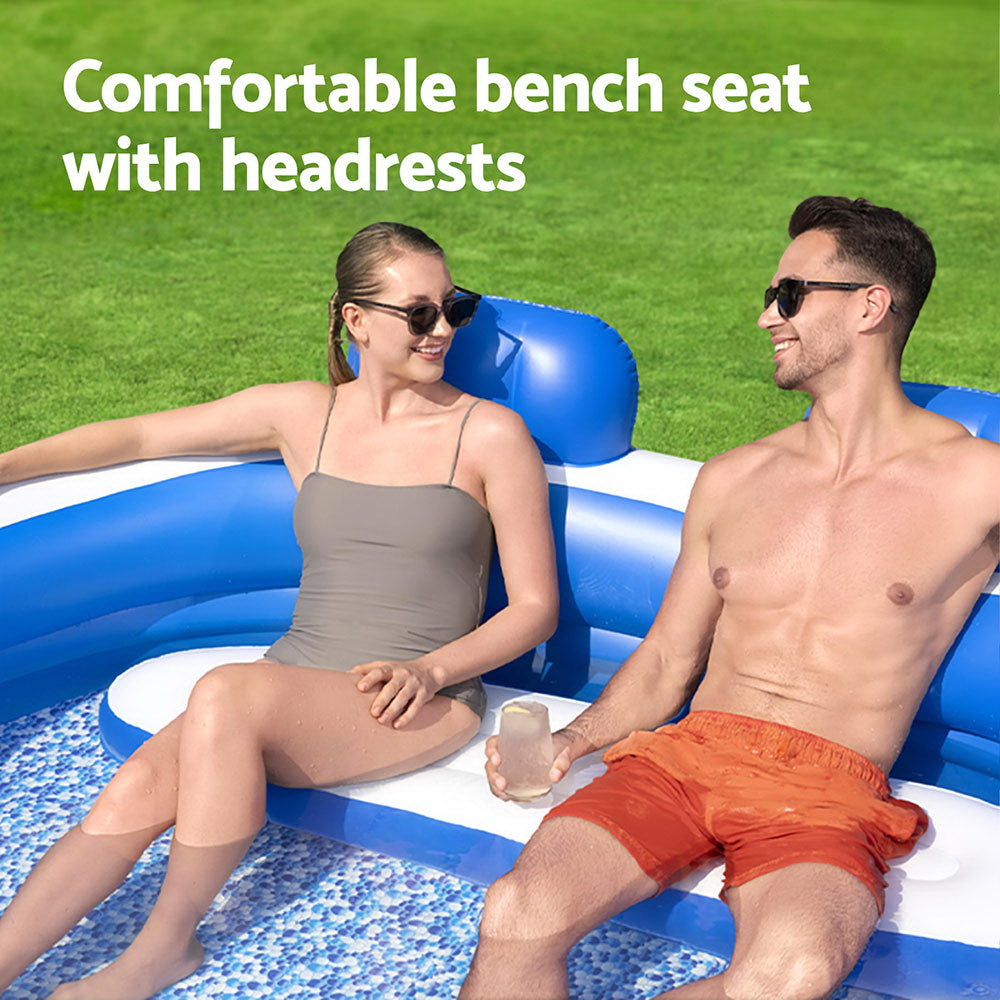 Marlook Kids Inflatable Pool Above Ground Pools Bench Seat Cup Holder 231x219cm