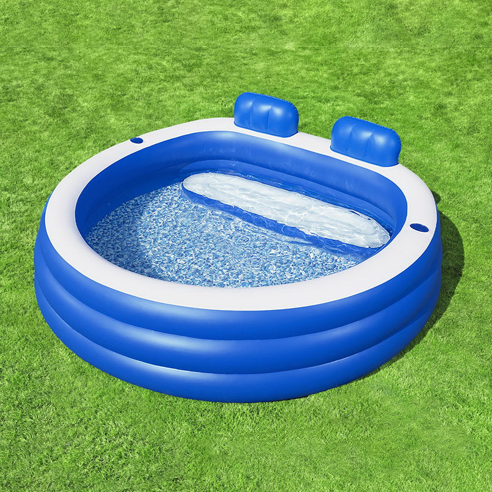 Marlook Kids Inflatable Pool Above Ground Pools Bench Seat Cup Holder 231x219cm