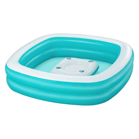 Marlook Kids Inflatable Family Pool with Center Console Cup Holder 218x218x48cm