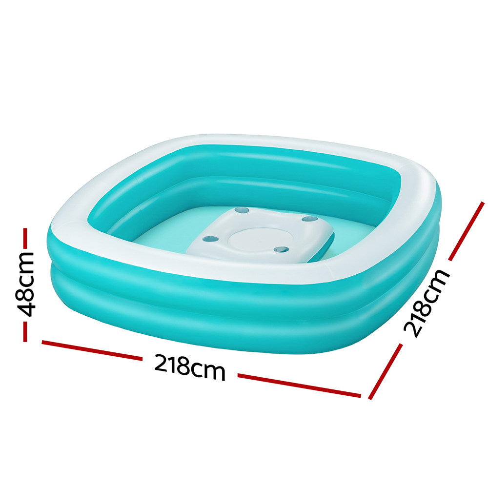 Marlook Kids Inflatable Family Pool with Center Console Cup Holder 218x218x48cm