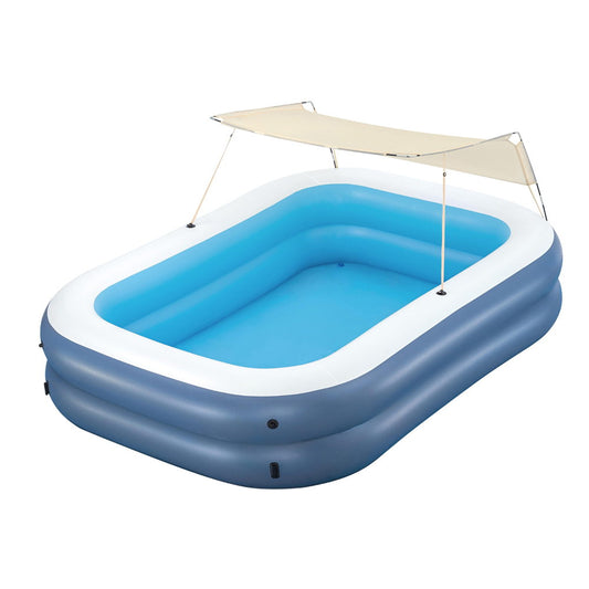 Marlook Kids Inflatable Pool Above Ground Splash Pool with Sunshade 254x178cm