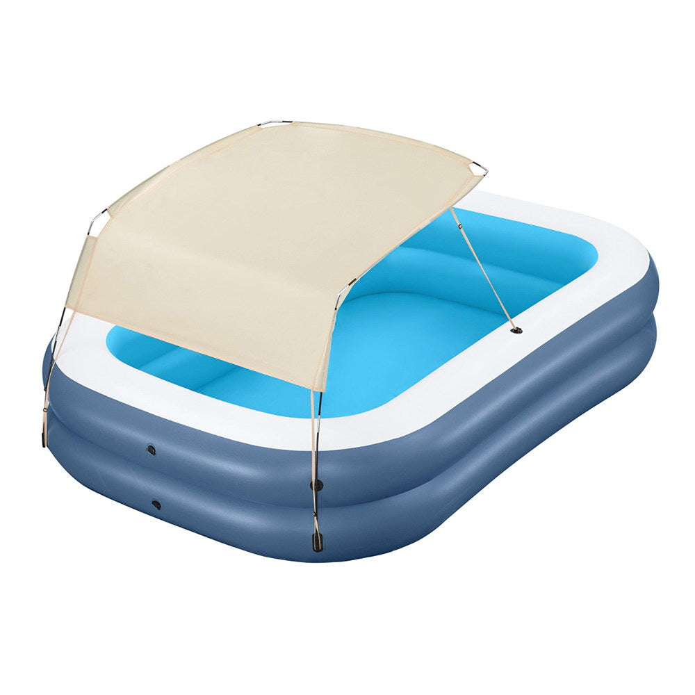Marlook Kids Inflatable Pool Above Ground Splash Pool with Sunshade 254x178cm