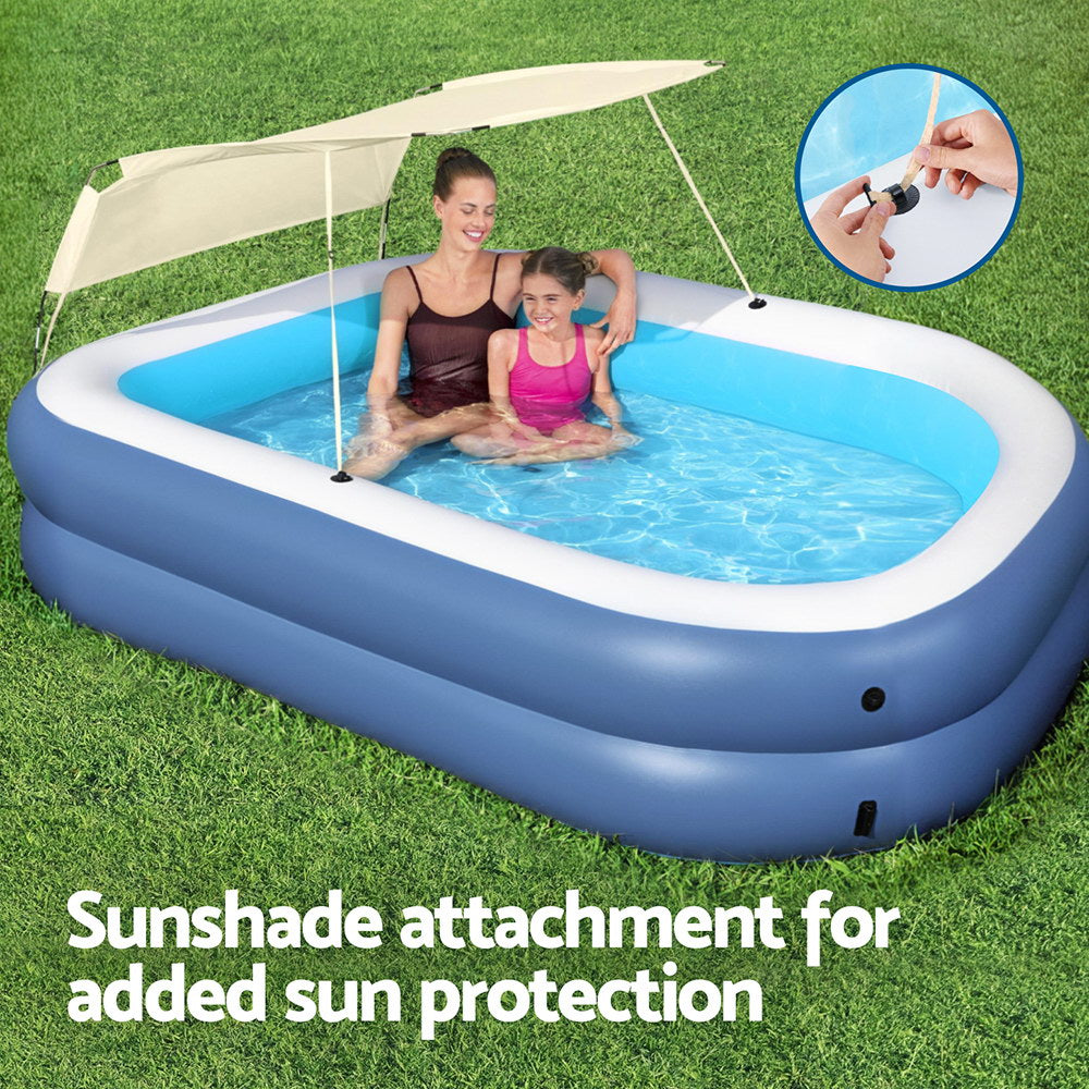 Marlook Kids Inflatable Pool Above Ground Splash Pool with Sunshade 254x178cm