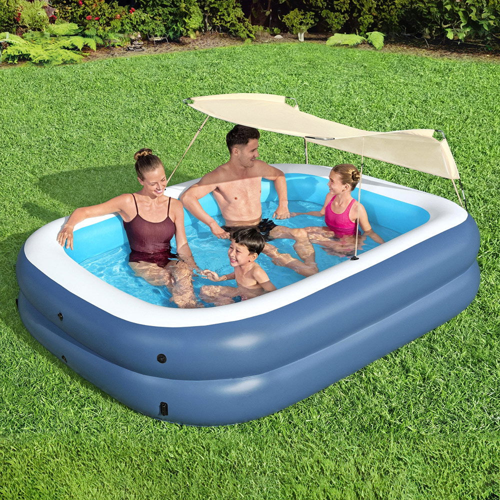 Marlook Kids Inflatable Pool Above Ground Splash Pool with Sunshade 254x178cm