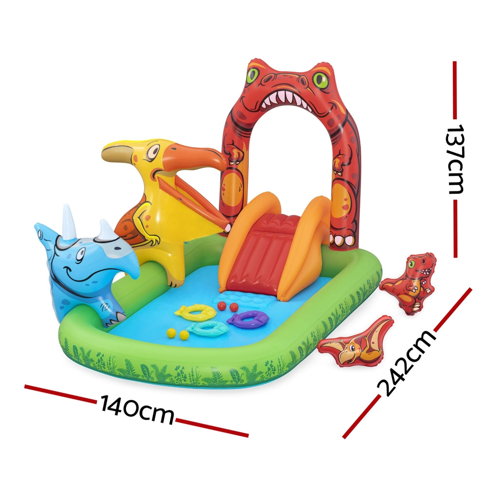 Marlook Kids Inflatable Play Splash Pool with Slide Ball Tossing Toys 242x140cm