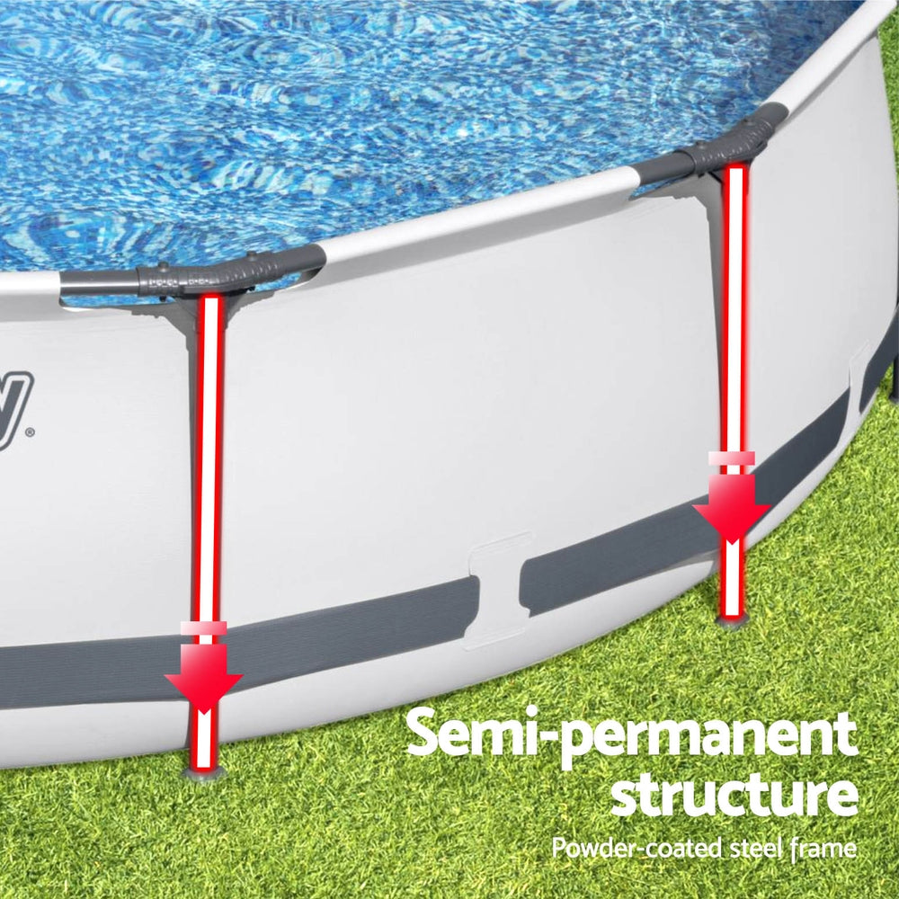 Marlook Swimming Pool 427x427x122cm Steel Frame Above Ground Pools Round Filter Pump Ladder