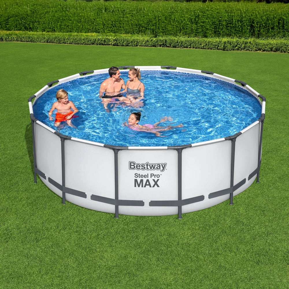 Marlook Swimming Pool 427x427x122cm Steel Frame Above Ground Pools Round Filter Pump Ladder