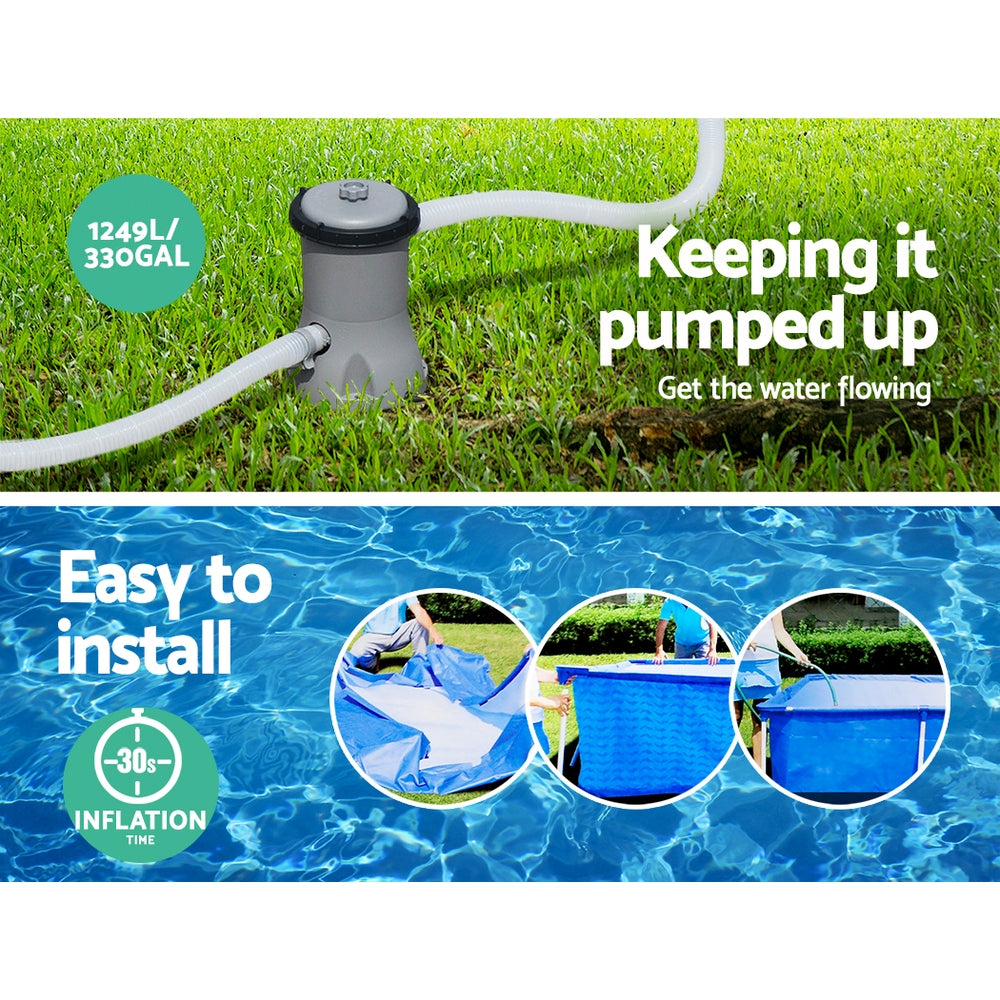 Marlook Swimming Pool 400x211x81cm Steel Frame Above Ground Pools w/ Filter Pump 5700L