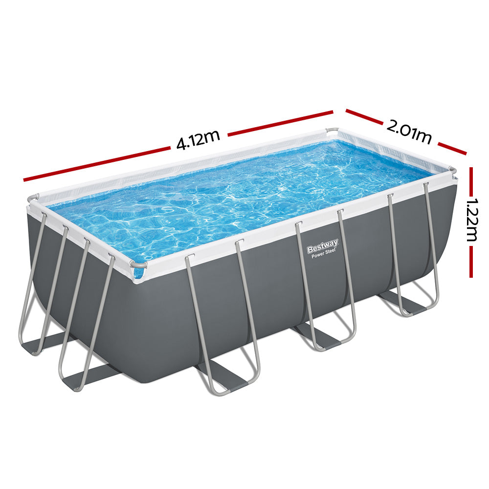 Marlook Swimming Pool 412x201x122cm Steel Frame Above Ground Pools Filter Pump Ladder 8124L