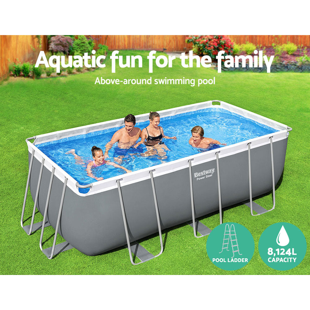 Marlook Swimming Pool 412x201x122cm Steel Frame Above Ground Pools Filter Pump Ladder 8124L