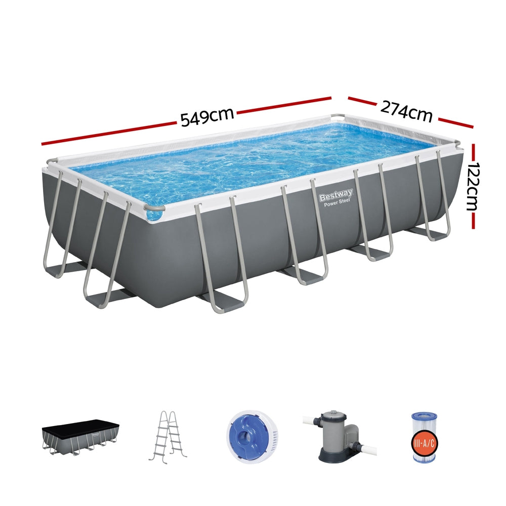 Marlook Swimming Pool 549x274x122cm Steel Frame Above Ground Pools Filter Pump Ladder 14812L