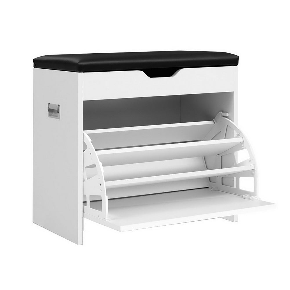 Marlook Shoe Rack Cabinet Bench 3-tier 15 Pairs White