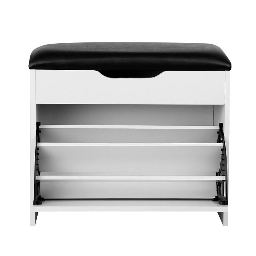 Marlook Shoe Rack Cabinet Bench 3-tier 15 Pairs White