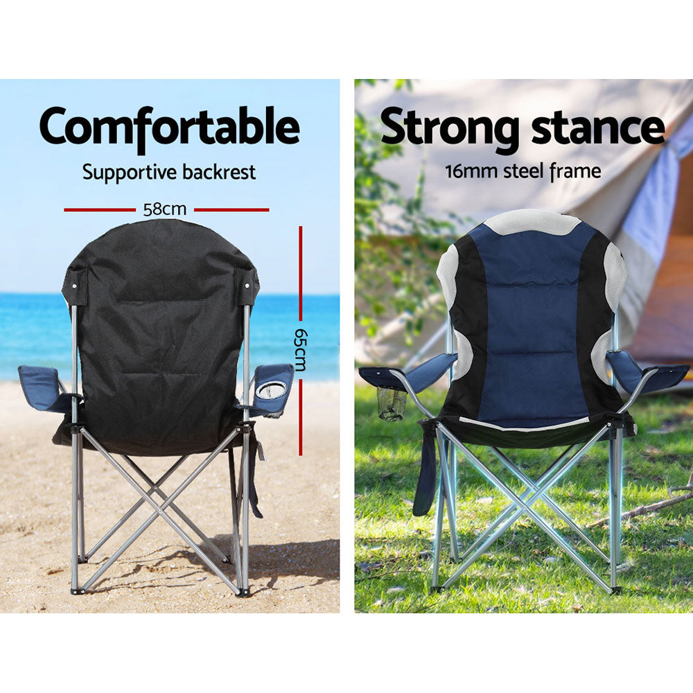 Marlook Camping Folding Chair Portable Outdoor Hiking Fishing Picnic Navy 2pcs