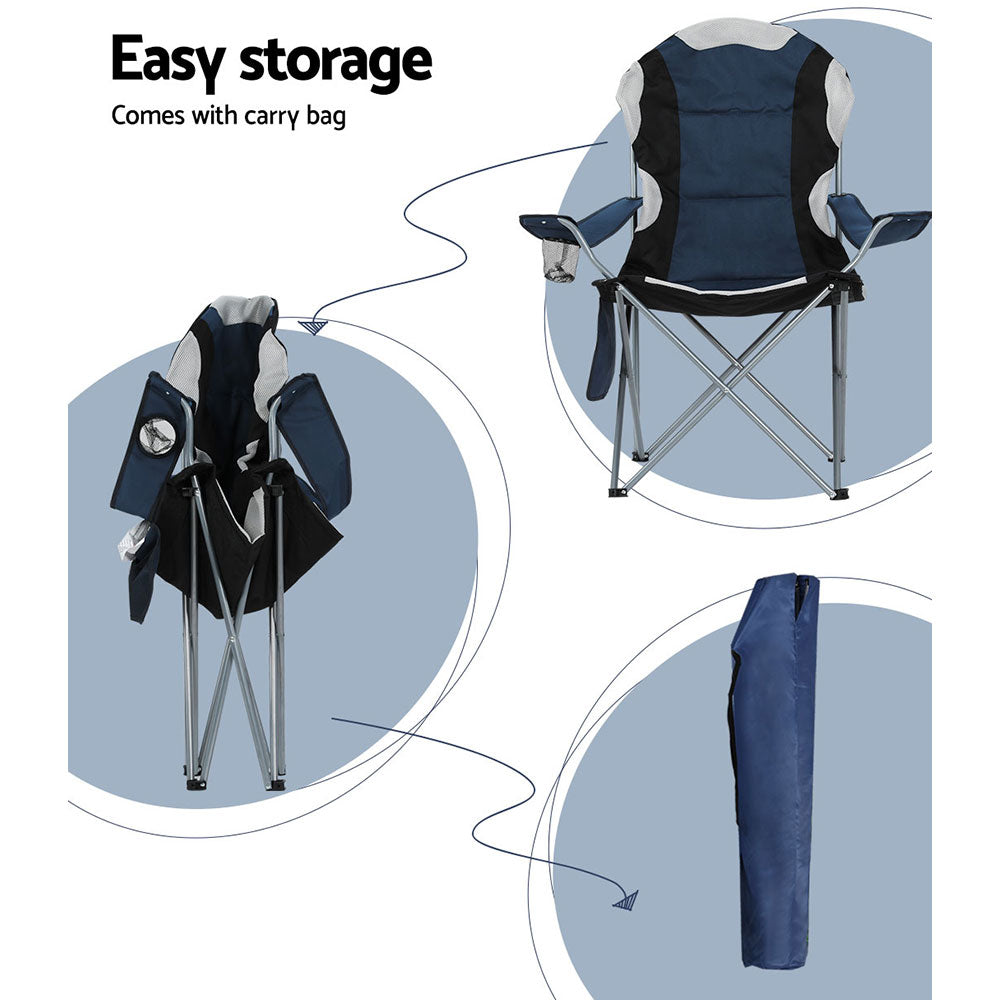 Marlook Camping Folding Chair Portable Outdoor Hiking Fishing Picnic Navy 2pcs