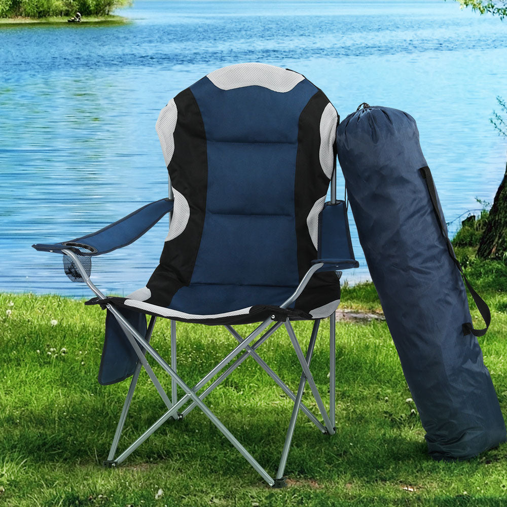 Marlook Camping Folding Chair Portable Outdoor Hiking Fishing Picnic Navy 2pcs