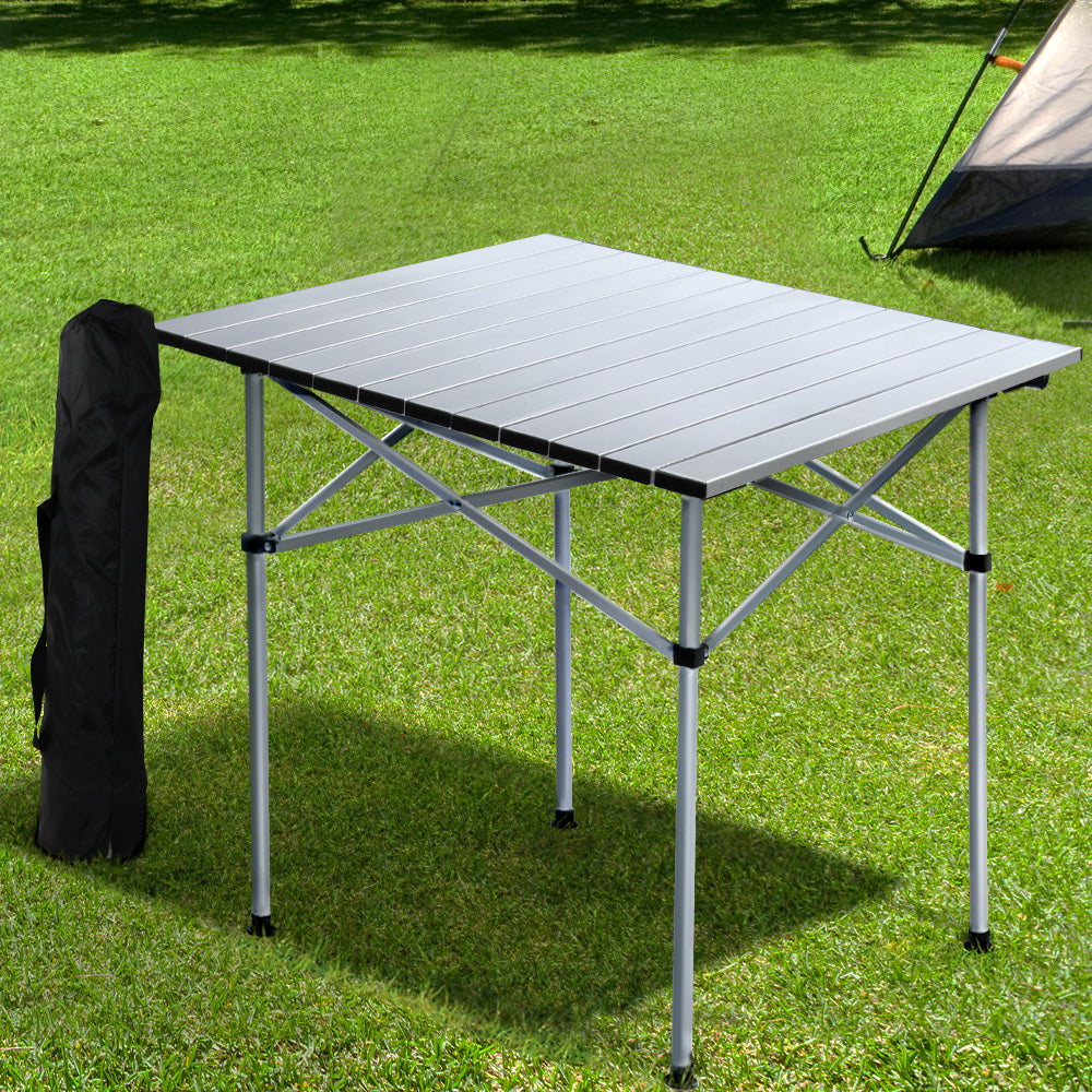Marlook Folding Camping Table 70CM Roll Up Outdoor Picnic BBQ Aluminium Desk