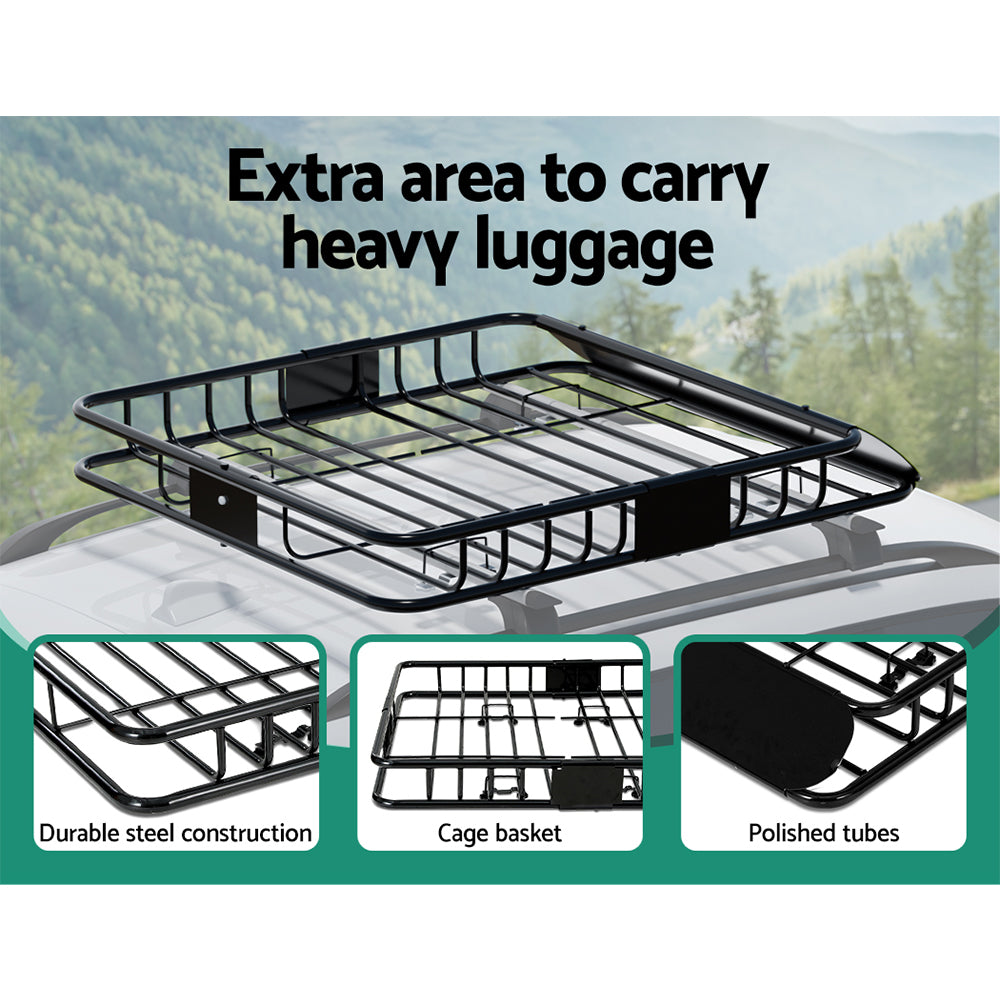 Marlook Universal Car Roof Rack Basket Luggage Vehicle Cargo Carrier 111cm Black